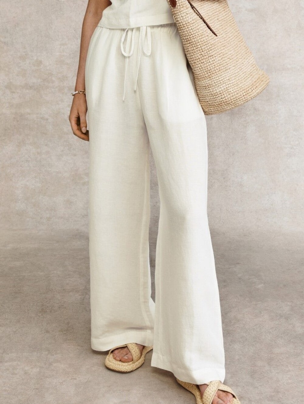 French Connection Birdie Linen Wide Leg Trouser Size M